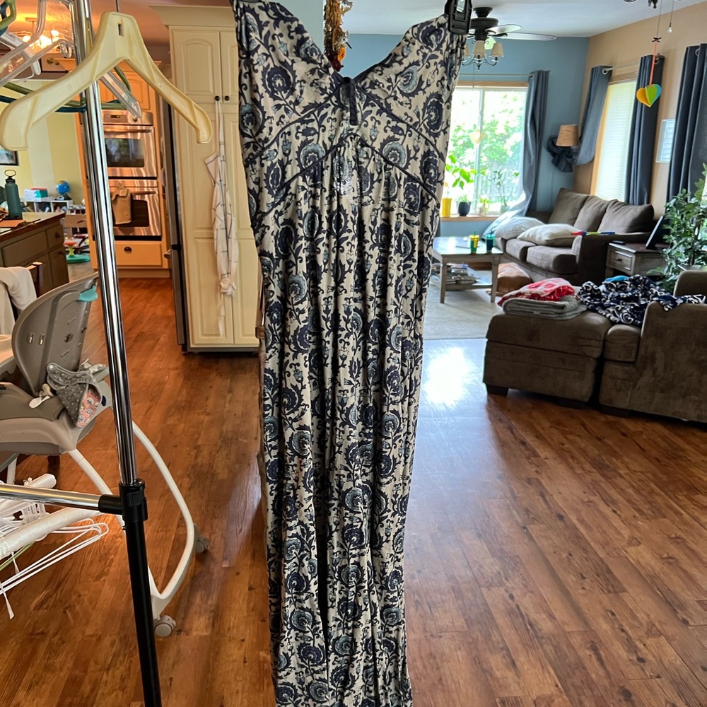 Blue paisley maxi length halter dress
